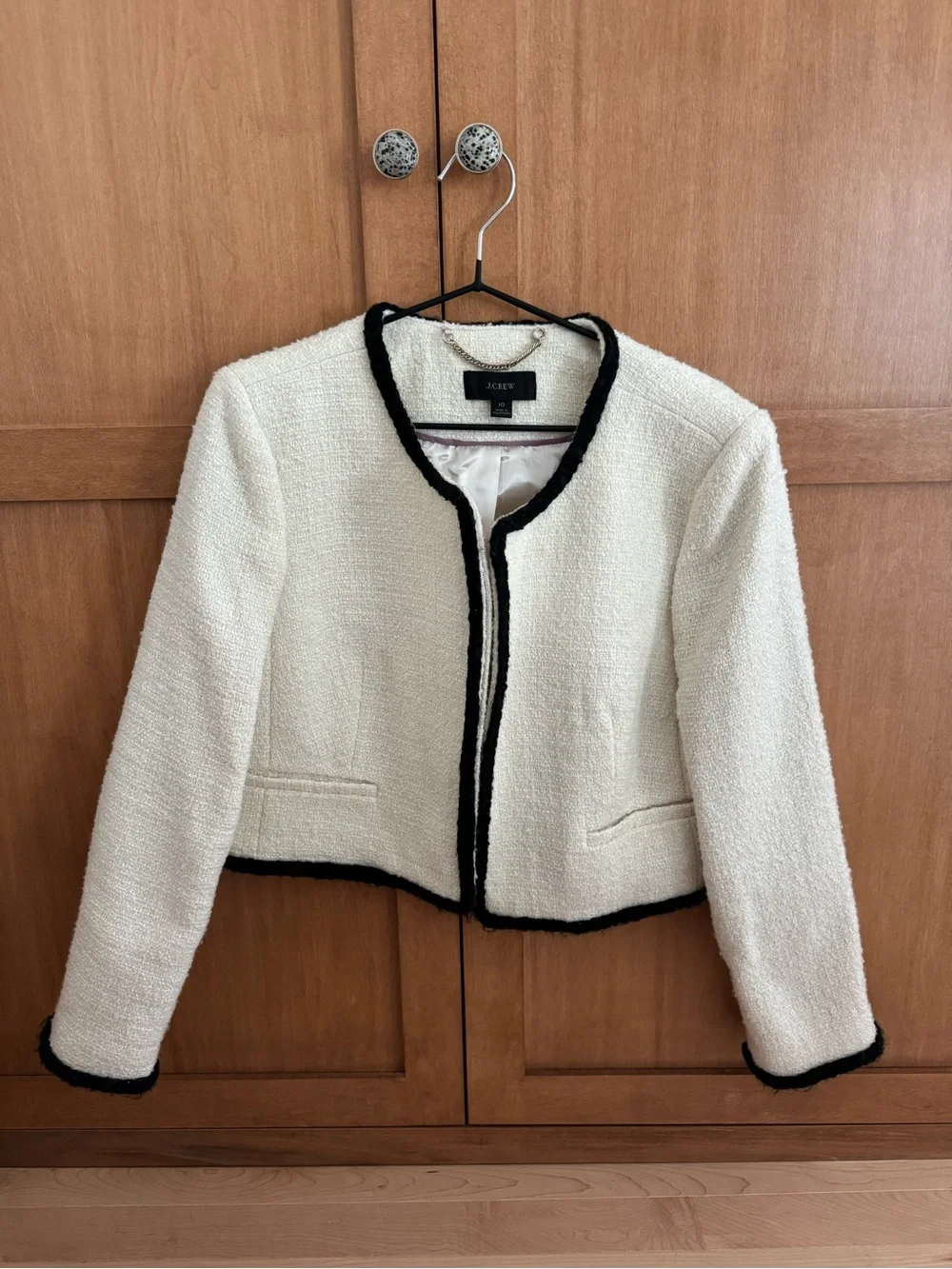 J.Crew Louisa Lady Jacket in Ivory Maritime Tweed — Size 10